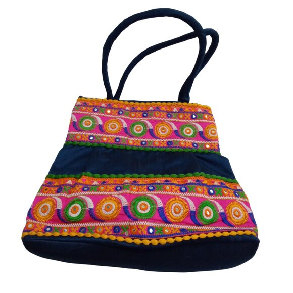 New Ethnic Handmade Indian Kutchi Embroidered Shoulder Handbag Tote - Picture 3 of 6